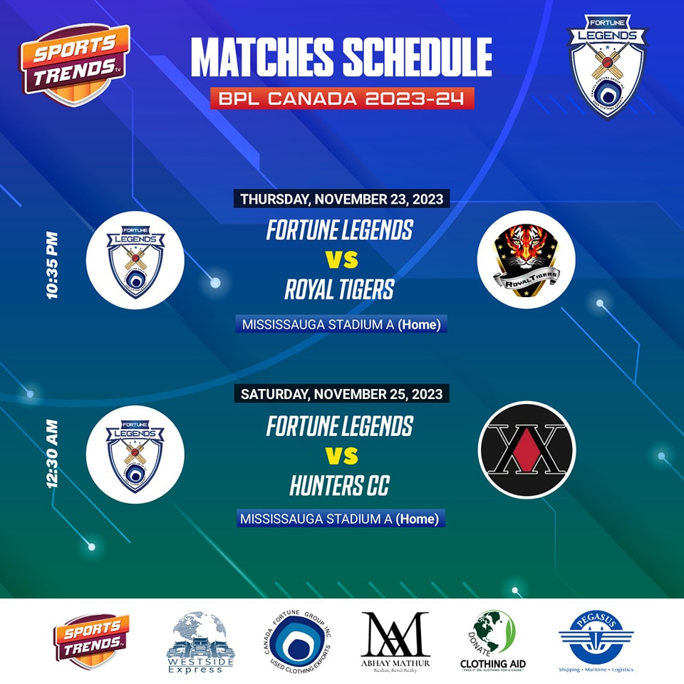 BPL Canada 2023–24 match schedule graphic