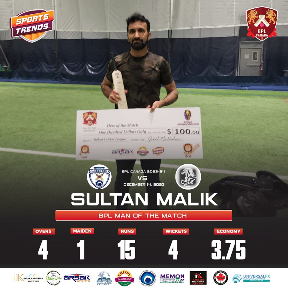 Sultan Malik receives BPL Man of the Match award